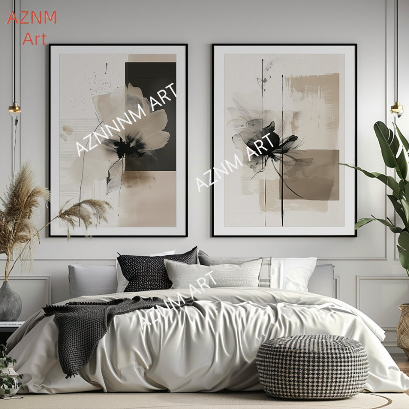 Abstract Canvas Set - 1/2Pcs Minimalist Flower Art Print Set: