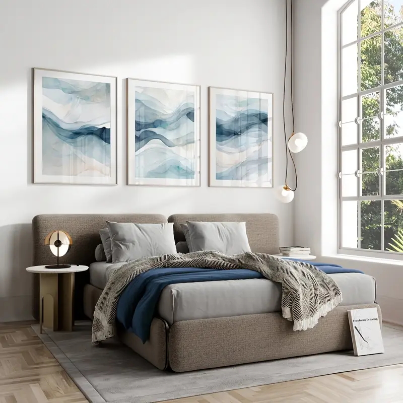 3pcs/Set Modern Abstract Navy  - Abstract Canvas Set ulasan dan harga