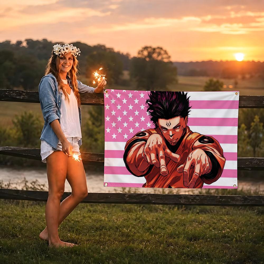 Ryomen Sukuna Pink American Fl - Wall Art ulasan dan harga