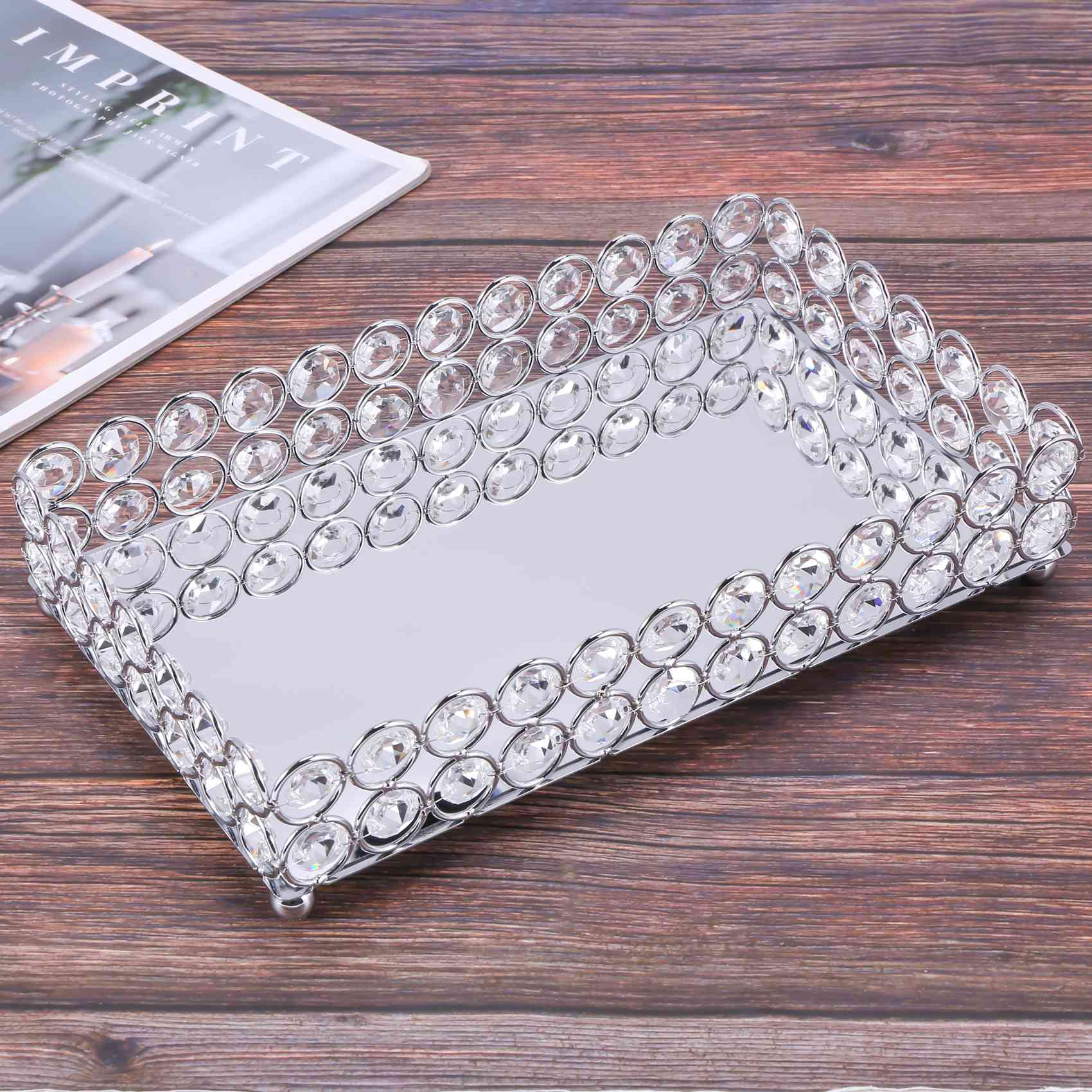 ABSS-Crystal Rectangle Cosmeti - Decorative Mirror ulasan dan harga